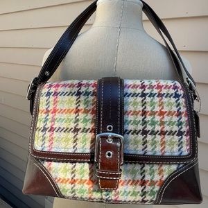 Coach Wool Plaid Shoulder Bag EXCELLENT condition